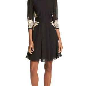 Ted Baker Black Dress with Gold Detailing sz1/small